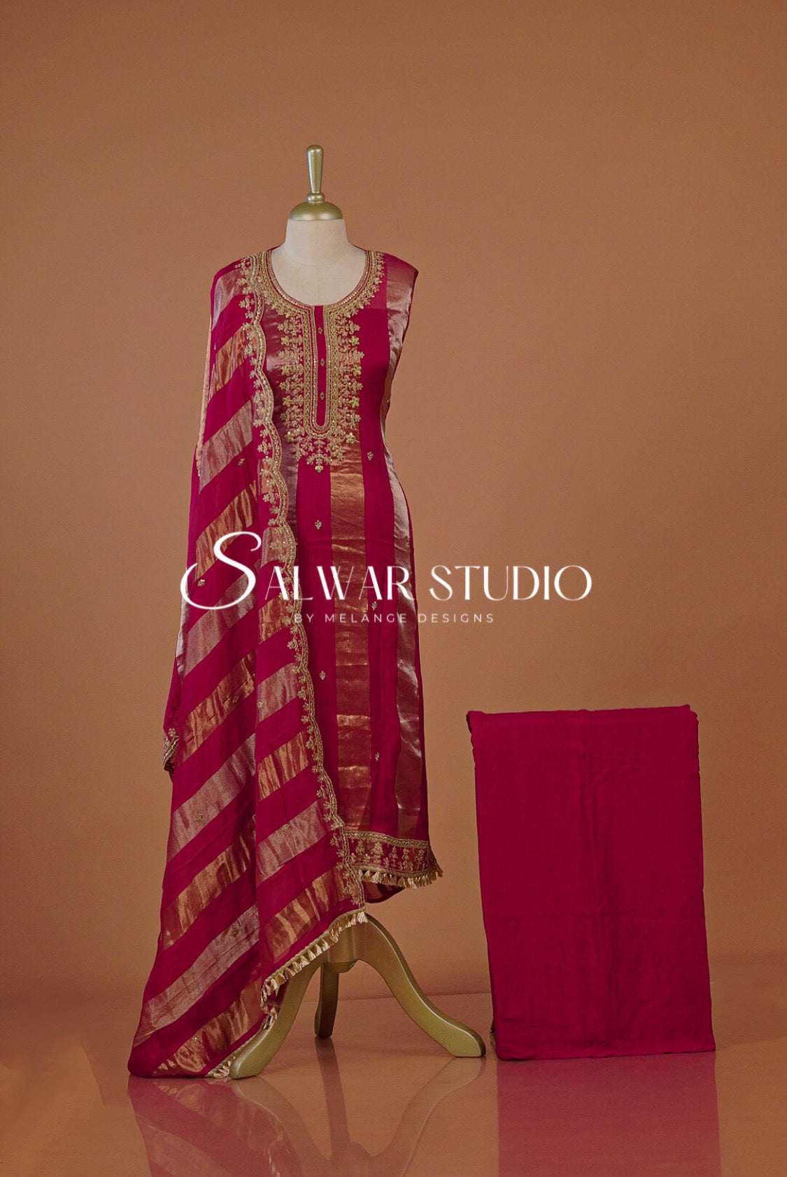 Organza Embroidery Semistitched Salwar Suit Dress Material Hot Pink AC0264