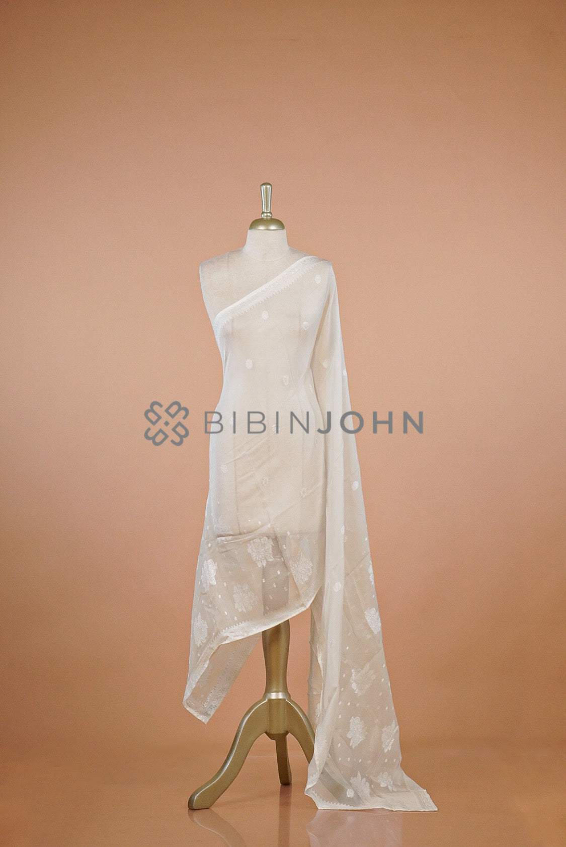 Organza Jacquard Dupatta For Women White .