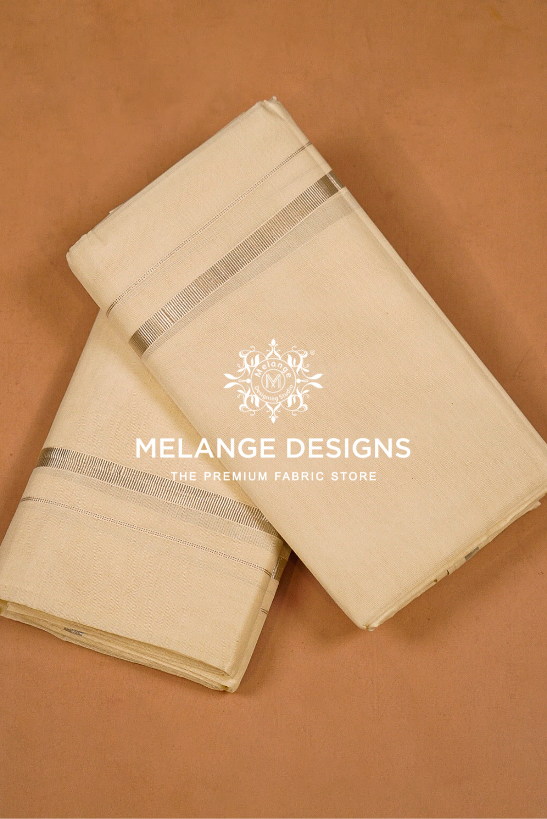 Premium Cotton Dhoti for Men Off-White with Antique Silver Zari Border