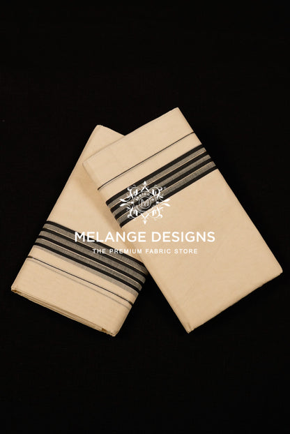 Premium Cotton Dhoti for Men Off-White with Black