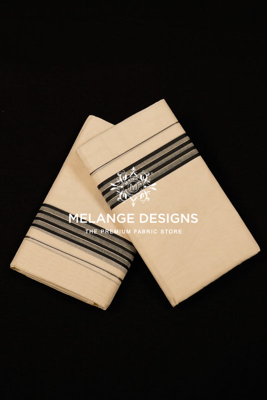 Premium Cotton Dhoti for Men Off-White with Black
