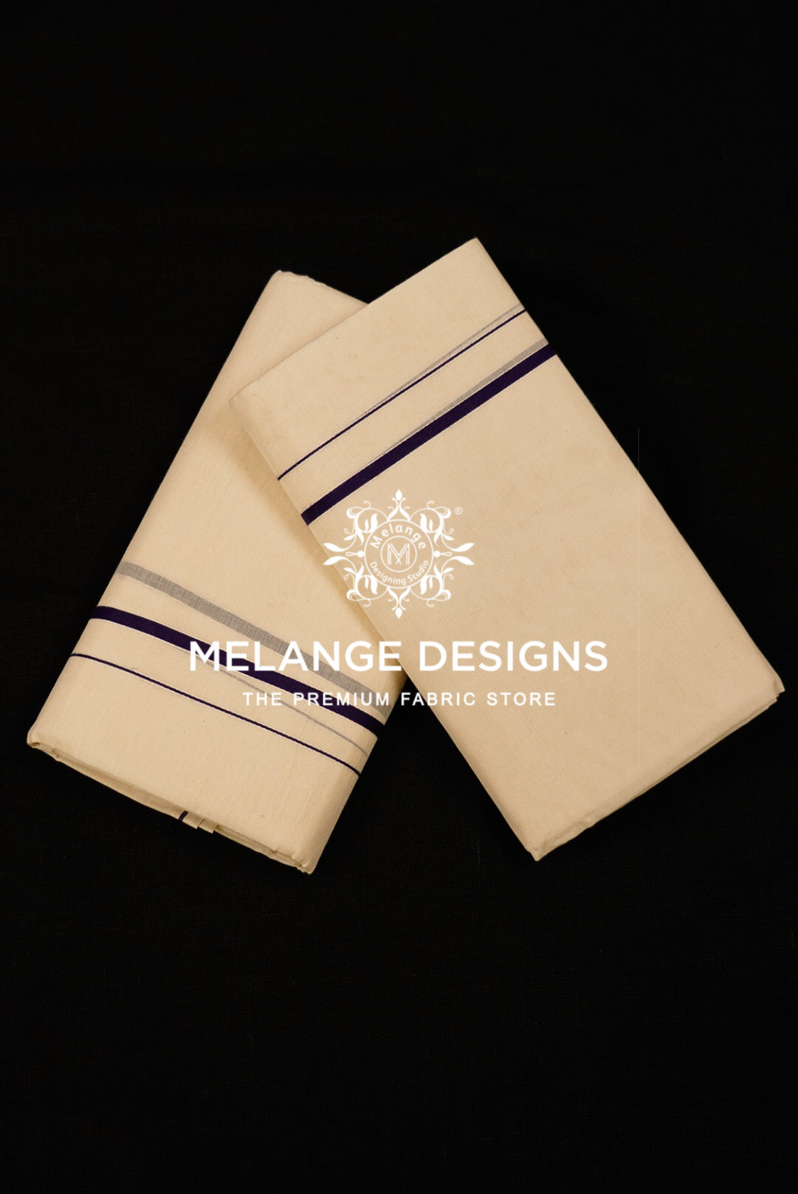 Premium Cotton Dhoti For Men White with Purple.