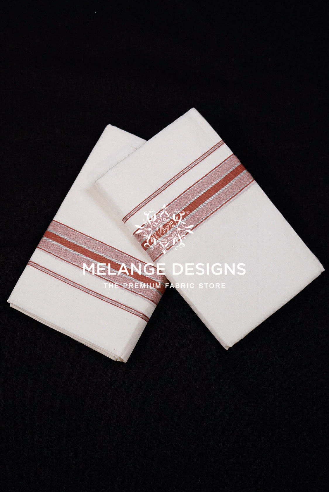 Premium Cotton Dhoti for Men White with Rust.
