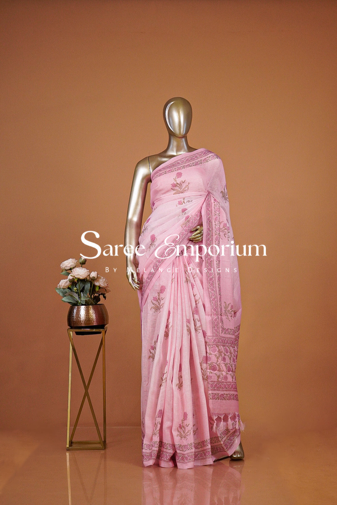Printed Art Linen Saree For Women