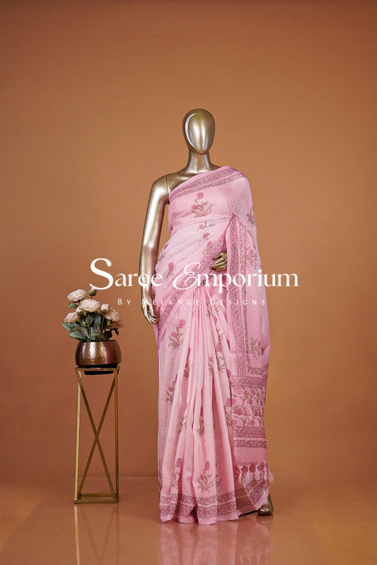 Printed Art Linen Saree For Women