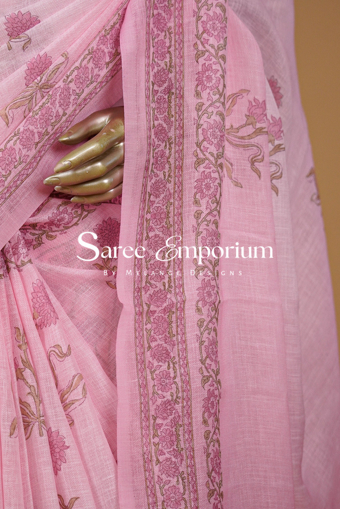Printed Art Linen Saree For Women