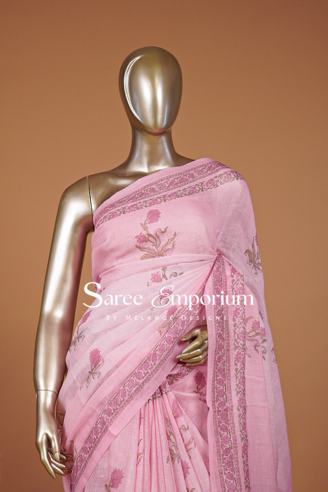 Printed Art Linen Saree For Women