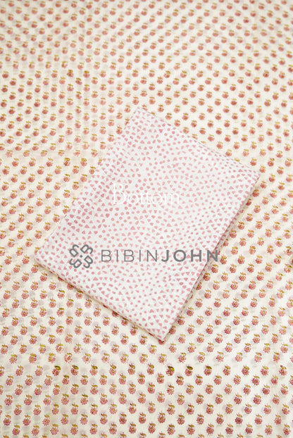 Printed Chanderi Unstitched Salwar Suits Material Ivory and Blush Pink BOTTOM