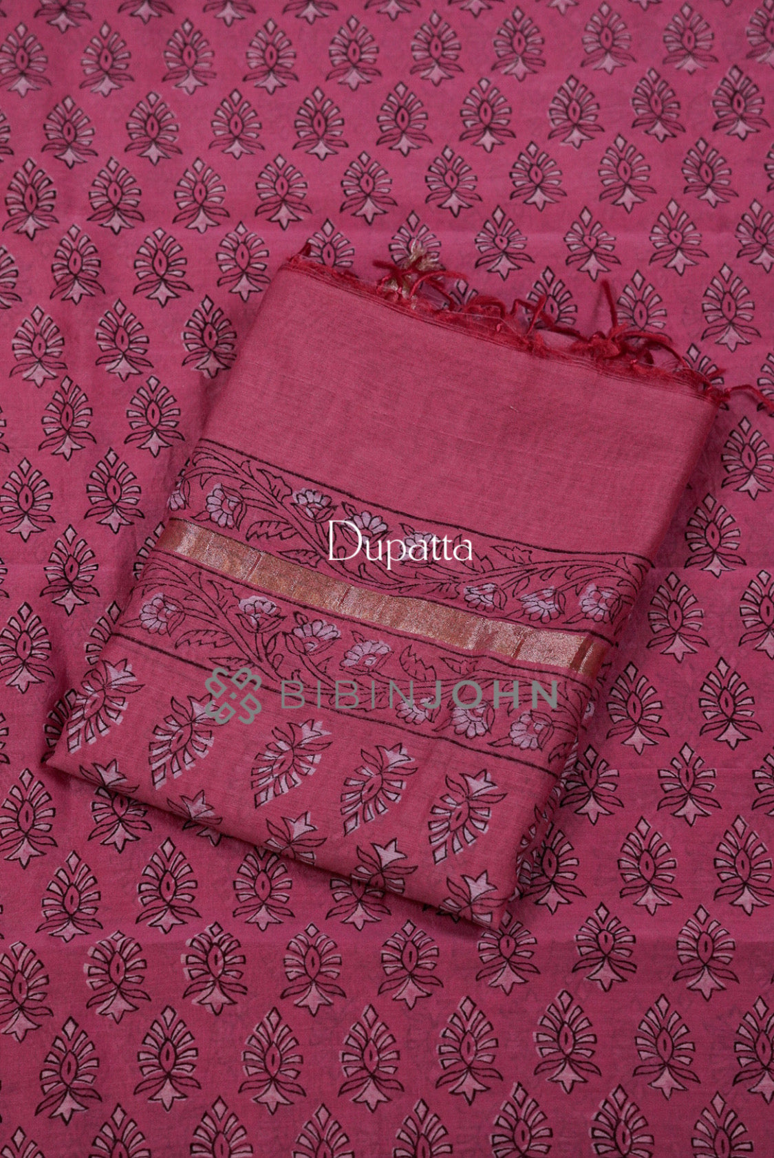 Printed Chanderi Unstitched Salwar Suit Material  dupatta.