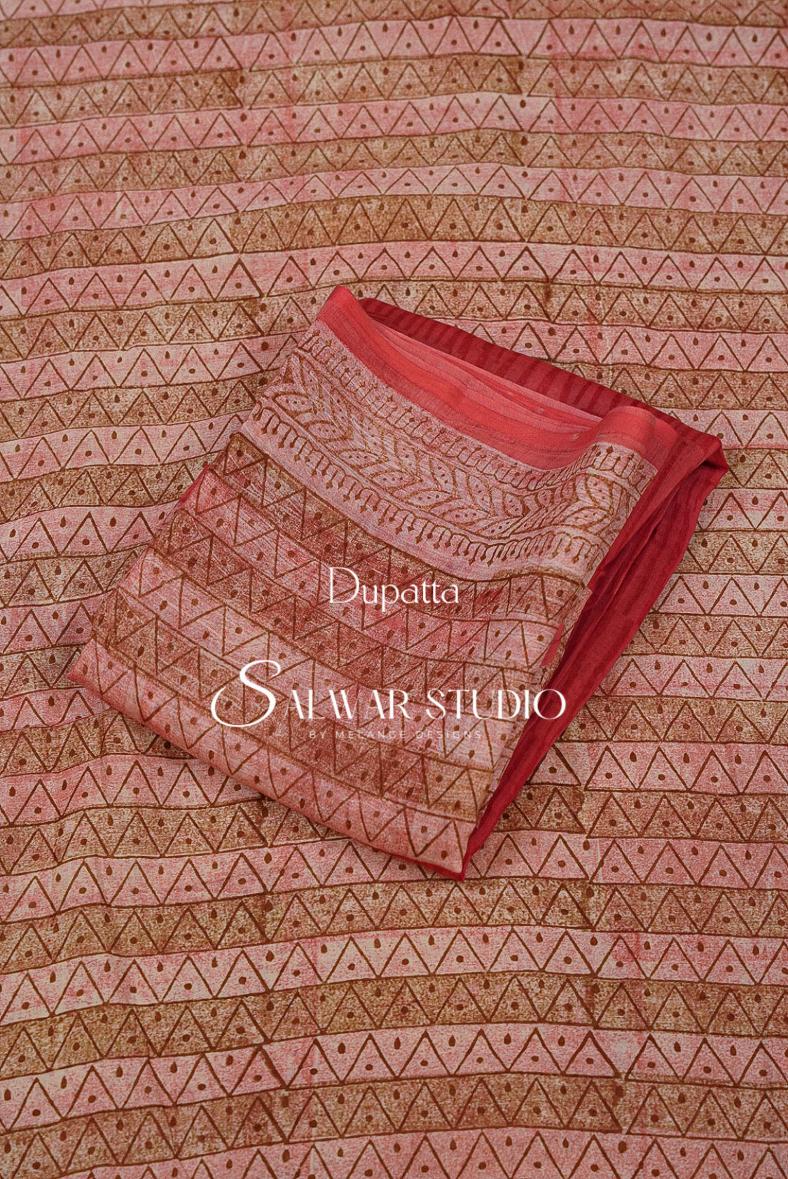 Printed Chanderi Unstitched Salwar Suit Dress Material Red AC0204