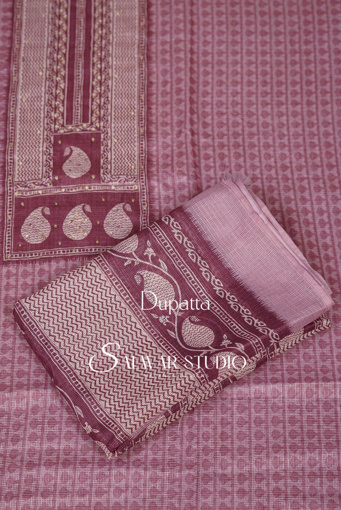 Printed Cotta Unstitched Salwar Suit Dress Material Pastel Pink AC0182