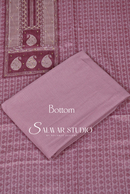 Printed Cotta Unstitched Salwar Suit Dress Material Pastel Pink AC0182