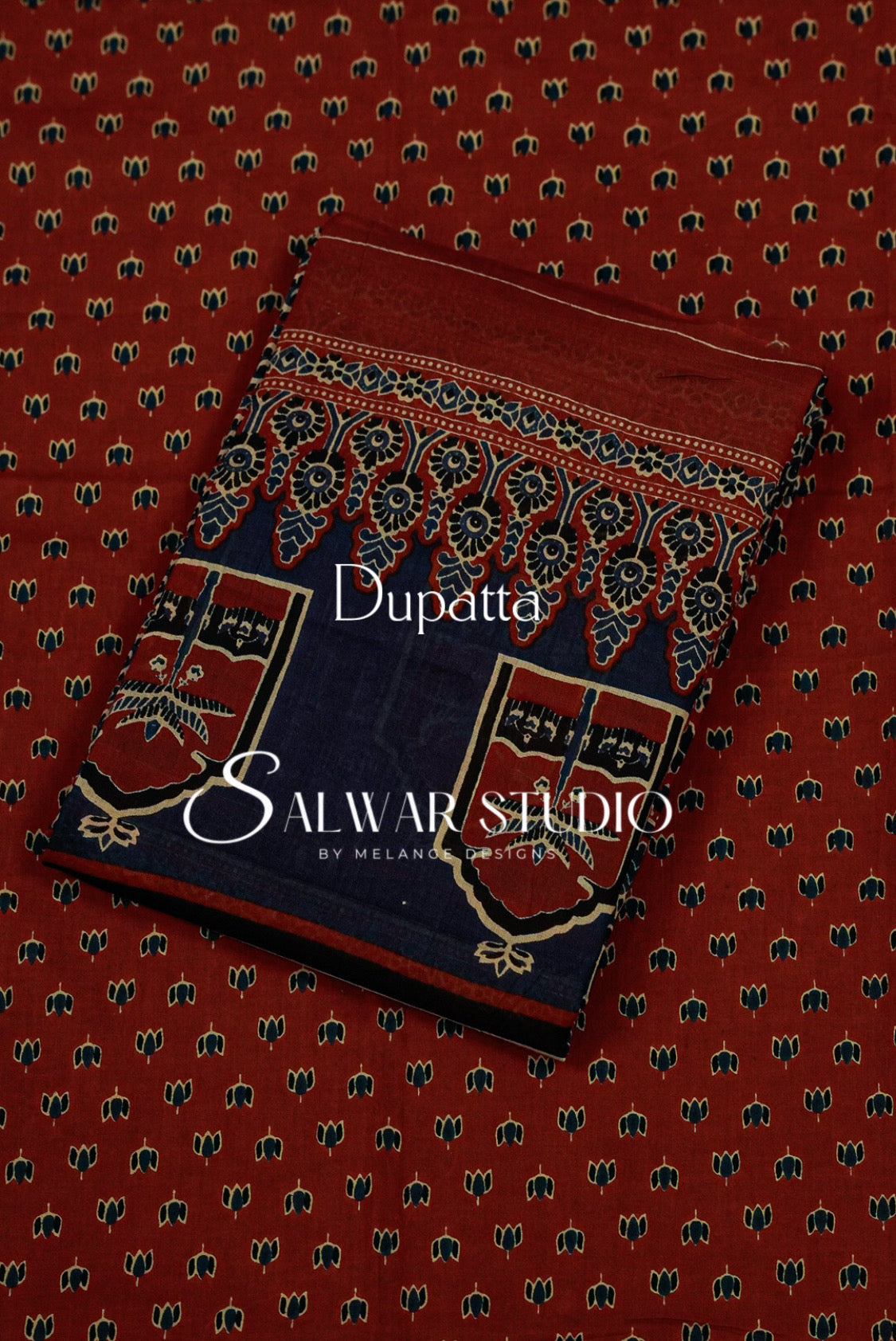 Printed Cotton Unstitched Salwar Suit Dress Material Rust-Red AC0336