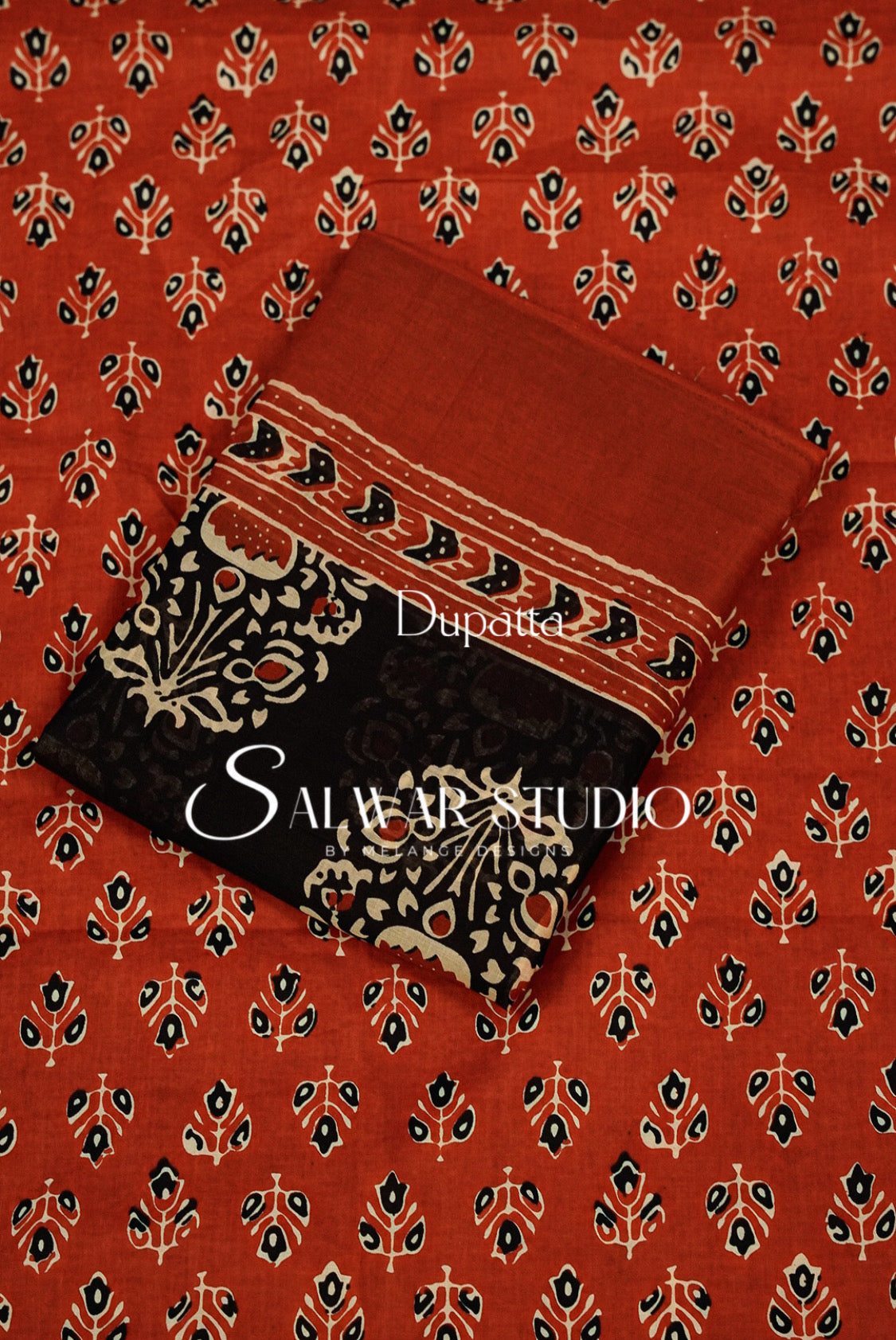 Printed Cotton Unstitched Salwar Suit Dress Material Burnt Orange AC0341