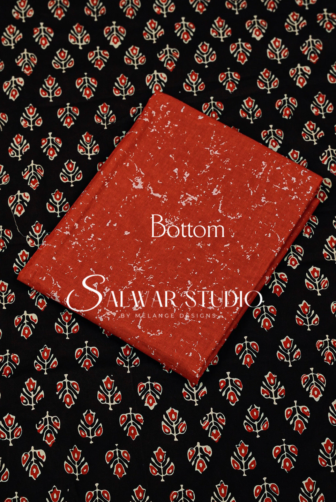 Printed Cotton Unstitched Salwar Suit Dress Material Black AC0342
