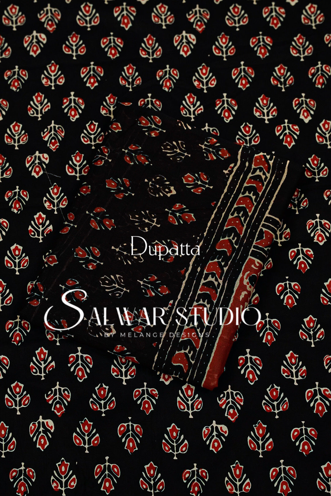 Printed Cotton Unstitched Salwar Suit Dress Material Black AC0342