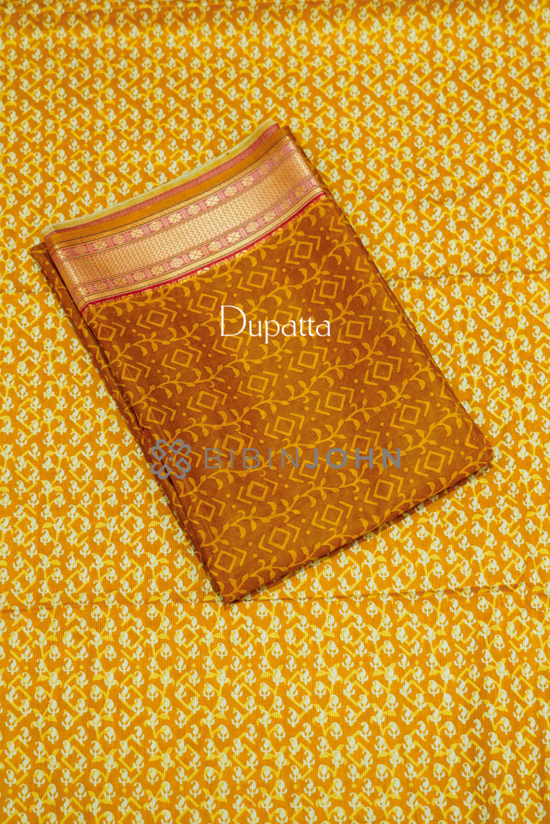 Printed Cotton Unstitched Salwar Suit Material Mustard Yellow BJ0811