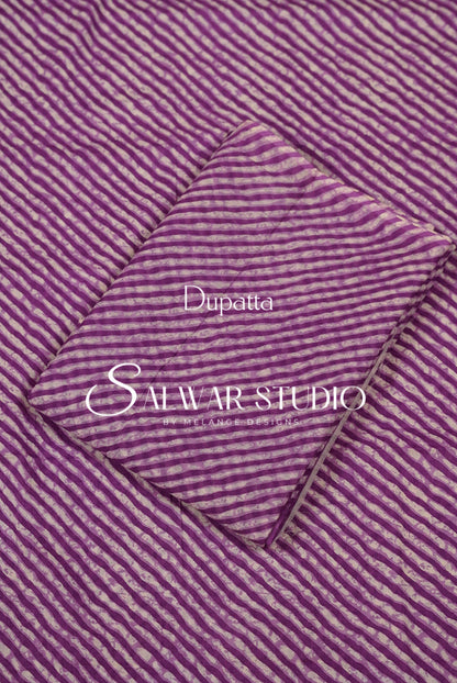 Printed Cotton Unstitched Salwar Suit Material Orchid Purple Dupatta.