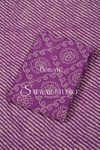 Printed Cotton Unstitched Salwar Suit Material Orchid Purple Bottom.