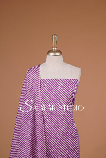 Printed Cotton Unstitched Salwar Suit Material Orchid Purple Close View.