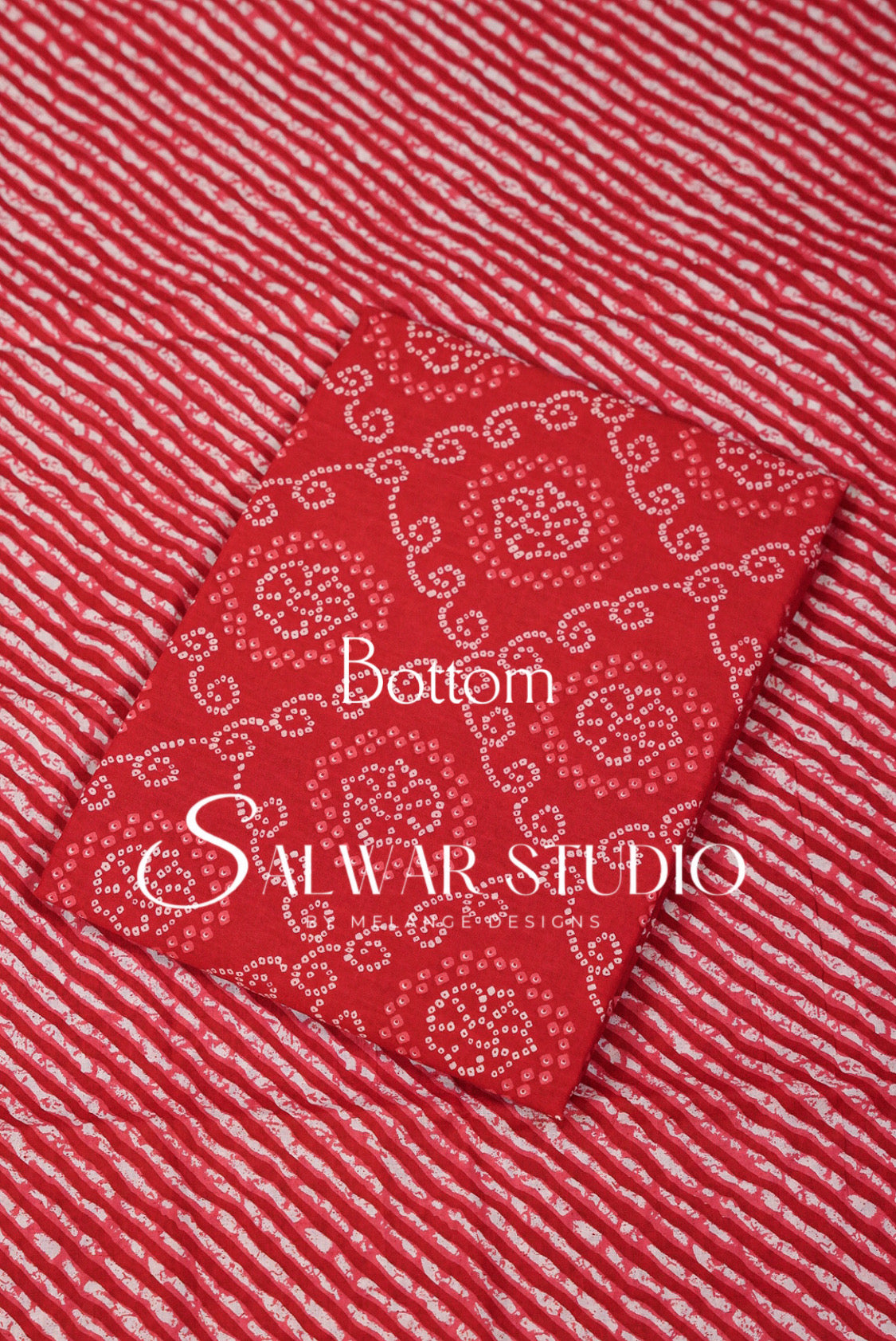Printed Cotton Unstitched Salwar Suit Material Red Bottom.
