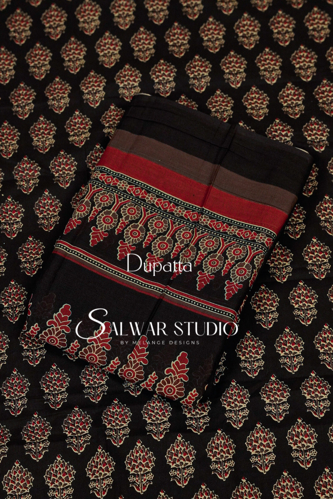 Printed Cotton Unstitched Salwar Suit Dress Material Black AC0219