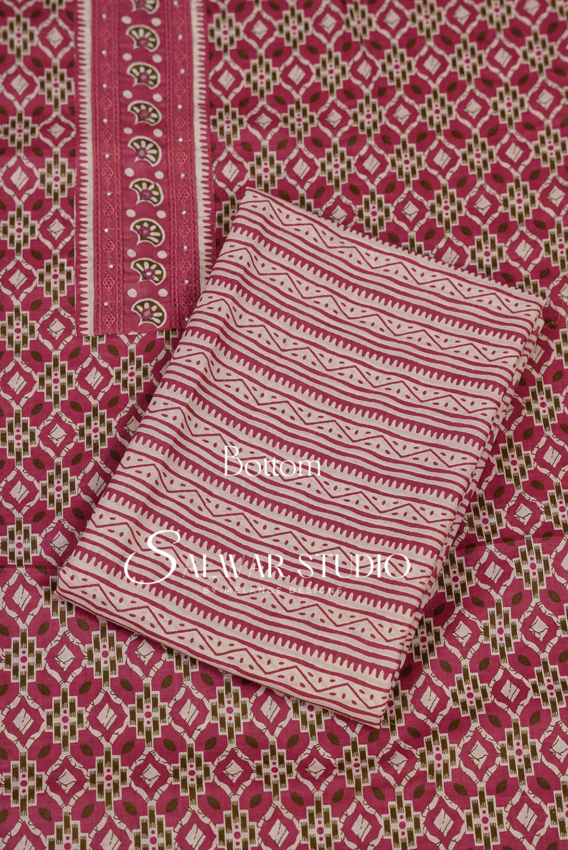 Printed Cotton Unstitched Salwar Suit Dress Material  Pink AC0242