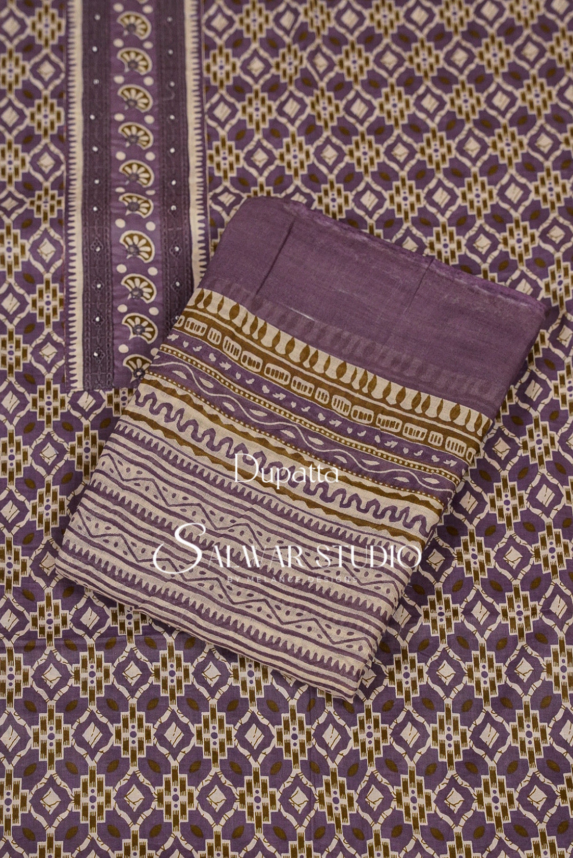 Printed Cotton Unstitched Salwar Suit Dress Material Lavender Purple AC0243