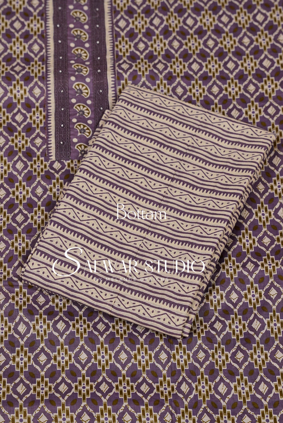 Printed Cotton Unstitched Salwar Suit Dress Material Lavender Purple AC0243
