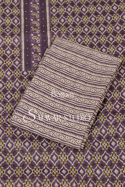 Printed Cotton Unstitched Salwar Suit Dress Material Lavender Purple AC0243