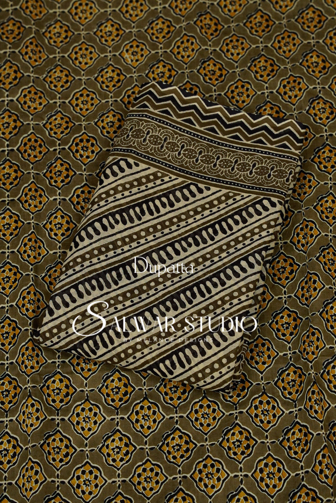 Printed Cotton Unstitched Salwar Suit Dress Material Dark Olive Green AC0251