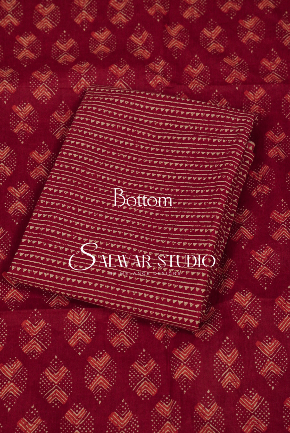 Printed Cotton Unstitched Salwar Suit Dress Material Crimson Red AC0258
