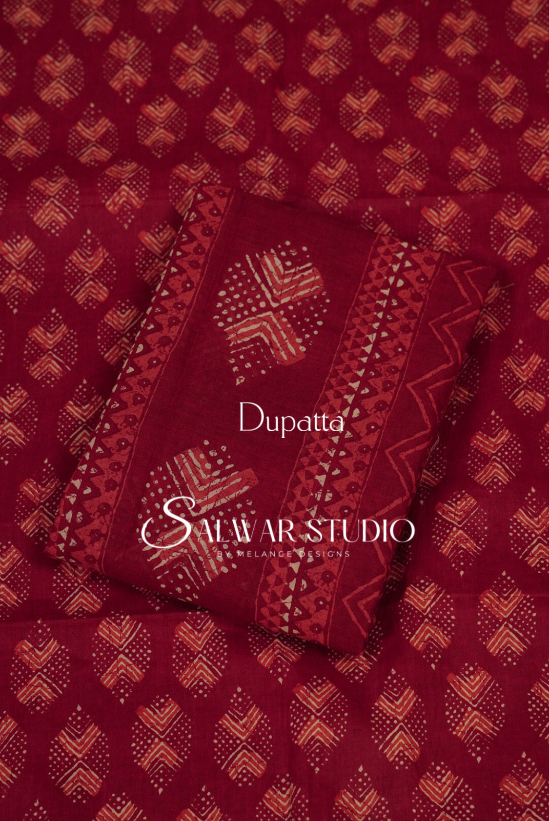 Printed Cotton Unstitched Salwar Suit Dress Material Crimson Red AC0258