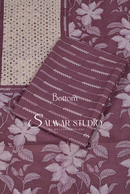 Printed Cotton Unstitched Salwar Suit Dress Material Mountbatten Pink AC0263