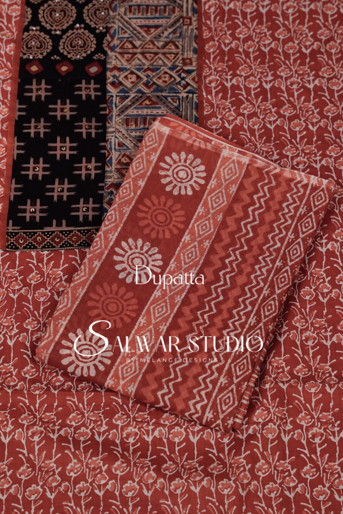 Printed Cotton Unstitched Salwar Suit Dress Material Crimson Red AC0273