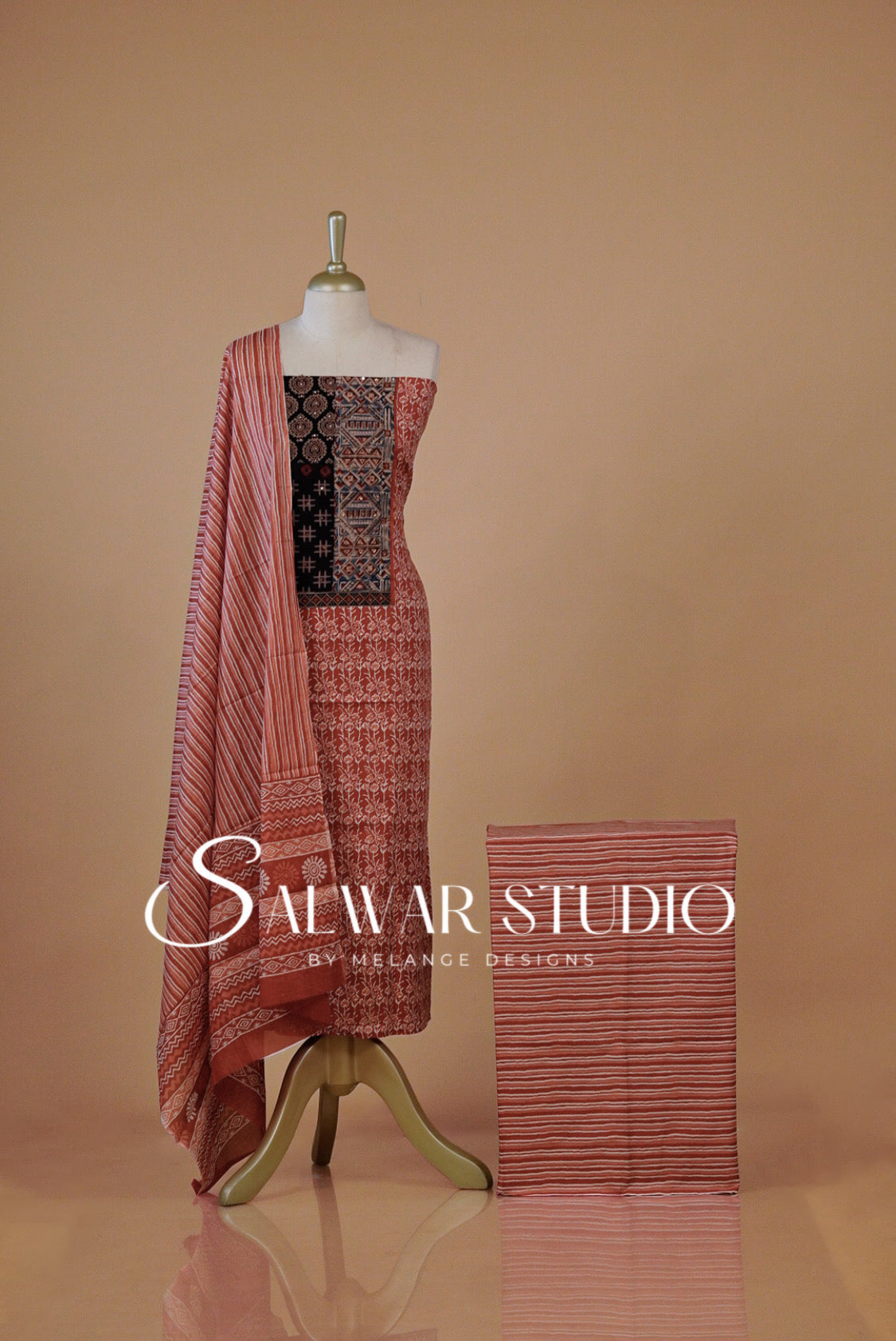 Printed Cotton Unstitched Salwar Suit Dress Material Crimson Red AC0273