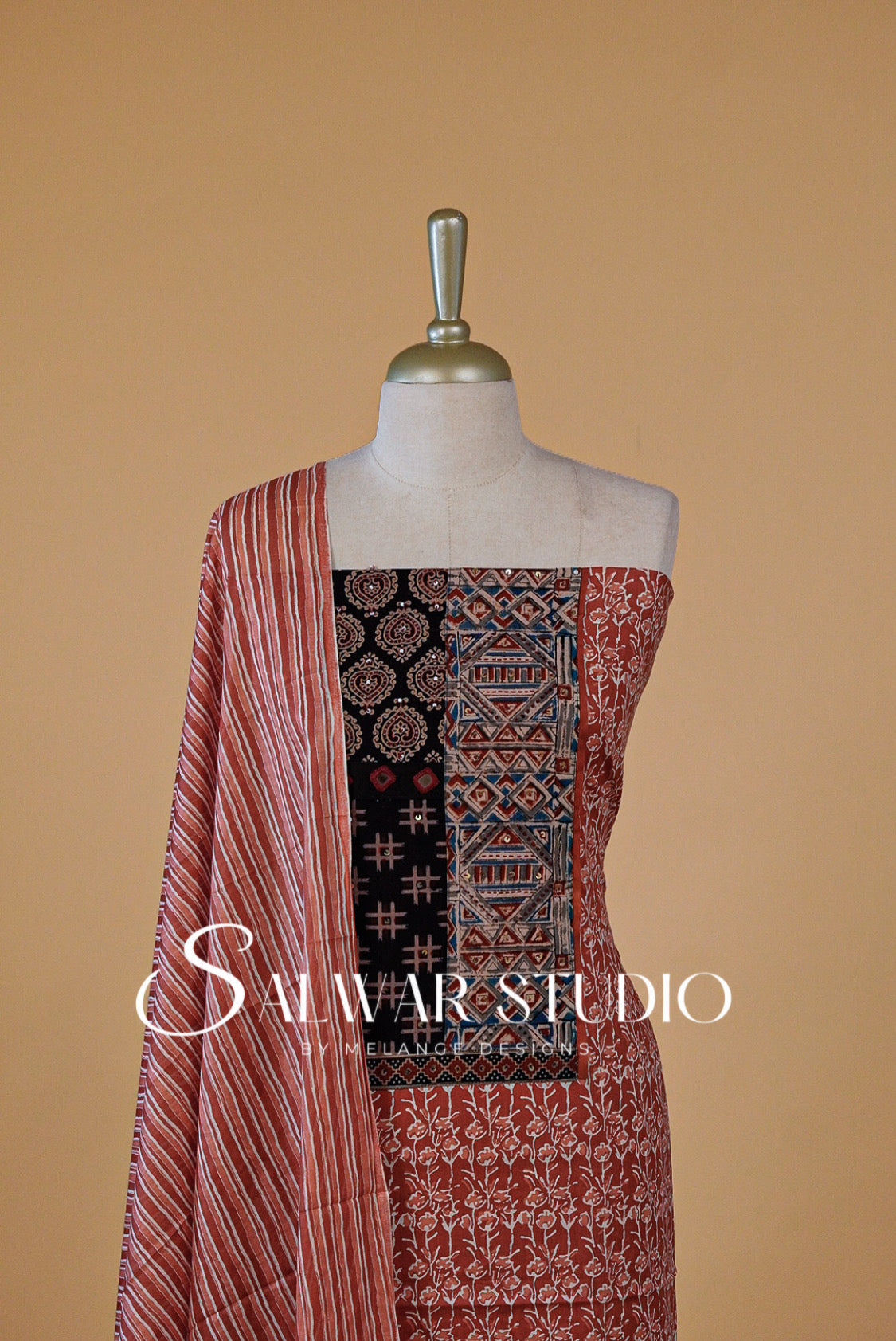 Printed Cotton Unstitched Salwar Suit Dress Material Crimson Red AC0273
