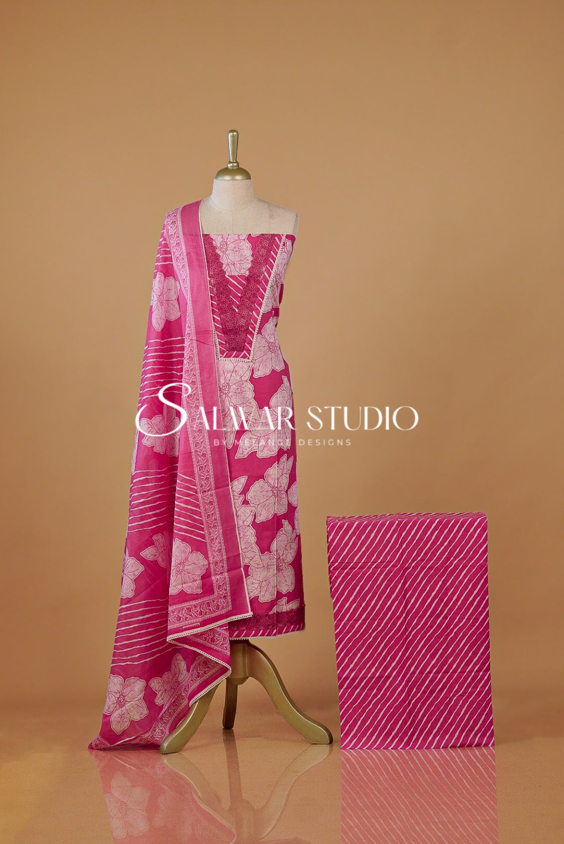 Printed Cotton Unstitched Salwar Suit Dress Material Pink AC0275