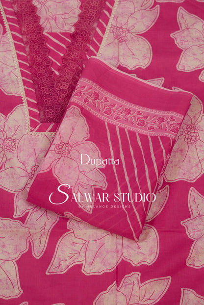 Printed Cotton Unstitched Salwar Suit Dress Material Pink AC0275