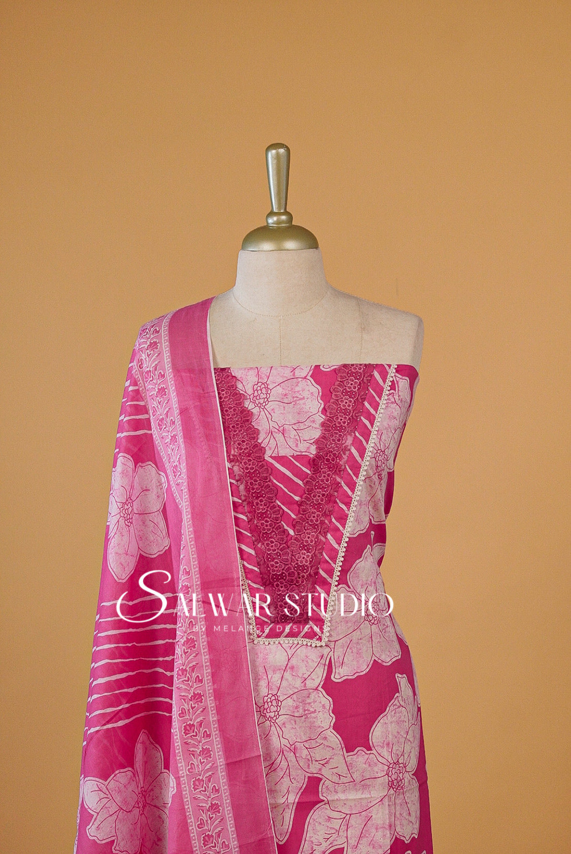 Printed Cotton Unstitched Salwar Suit Dress Material Pink AC0275