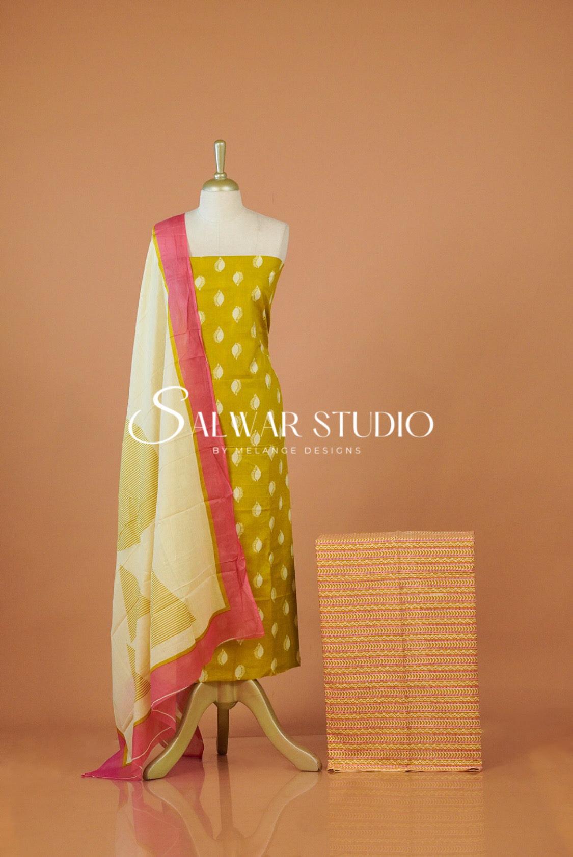 Printed Cotton Unstitched Salwar Suit Dress Material Lemon Yellow