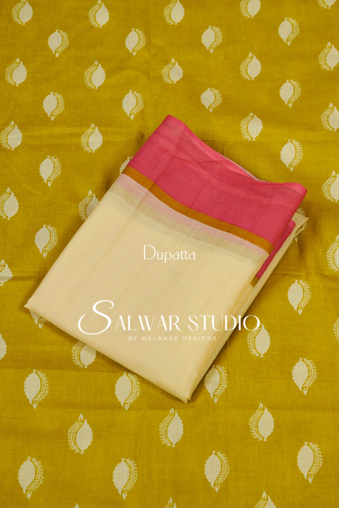 Printed Cotton Unstitched Salwar Suit Dress Material Lemon Yellow dupatta