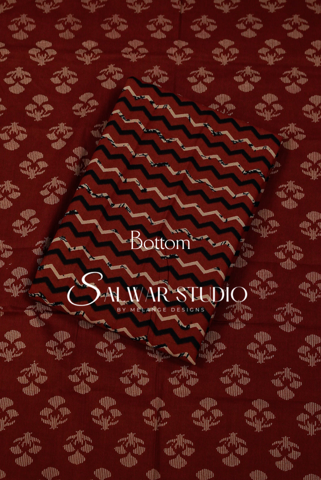 Printed Cotton Unstitched Salwar Suit Dress Material Rust Red AC0319
