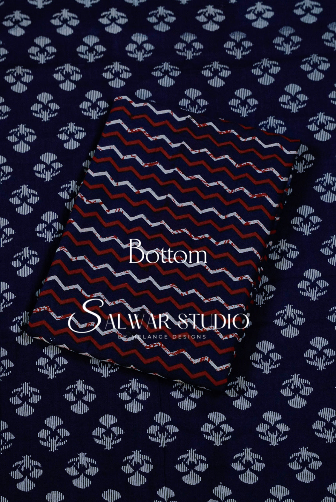 Printed Cotton Unstitched Salwar Suit Dress Material Navy Blue  AC0320