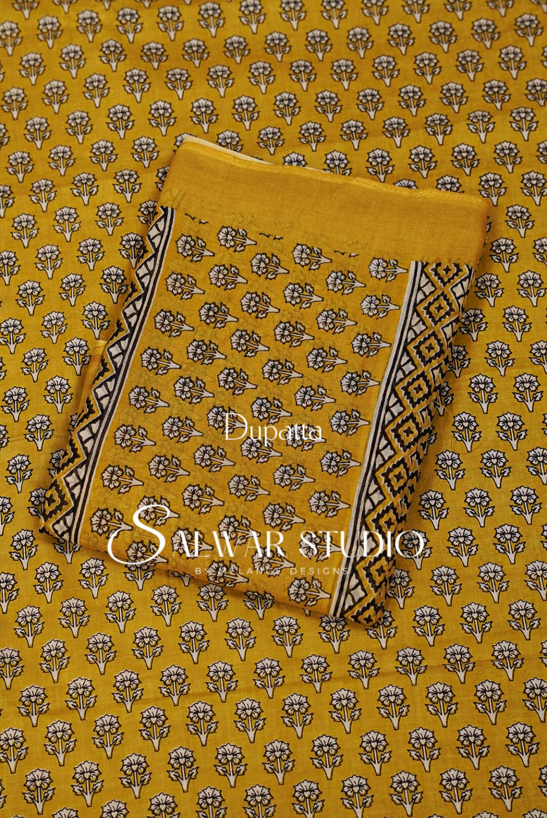Printed Cotton Unstitched Salwar Suit Dress Material Mustard Yellow AC0322