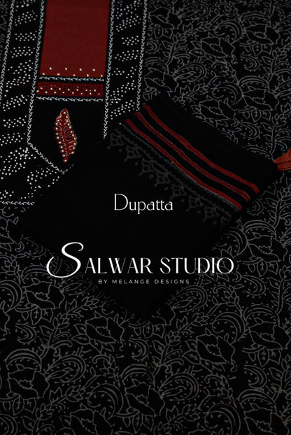 Printed Cotton Unstitched Salwar Suit Dress Material Black AC0328
