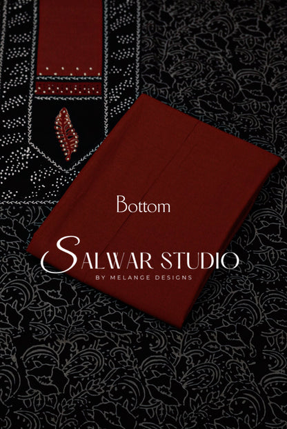 Printed Cotton Unstitched Salwar Suit Dress Material Black AC0328