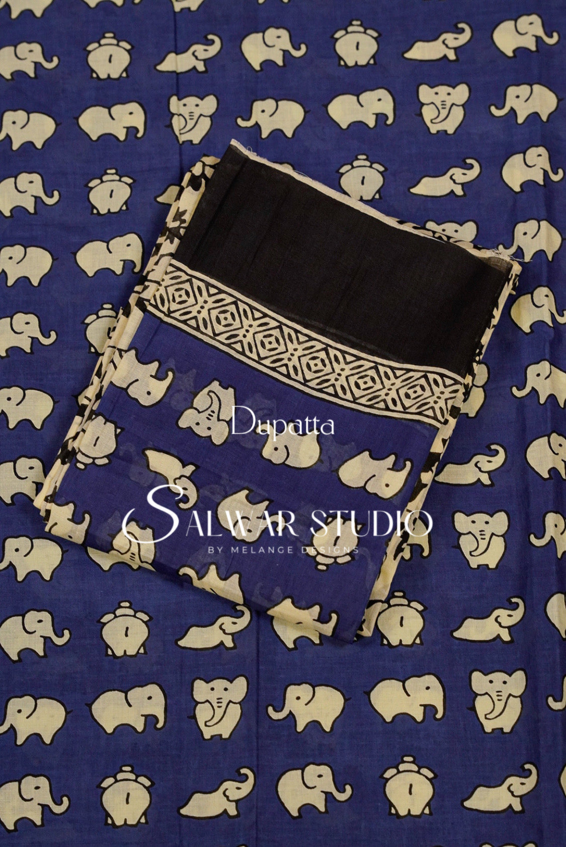 Printed Cotton Unstitched Salwar Suit Dress Material Royal Blue AC0374