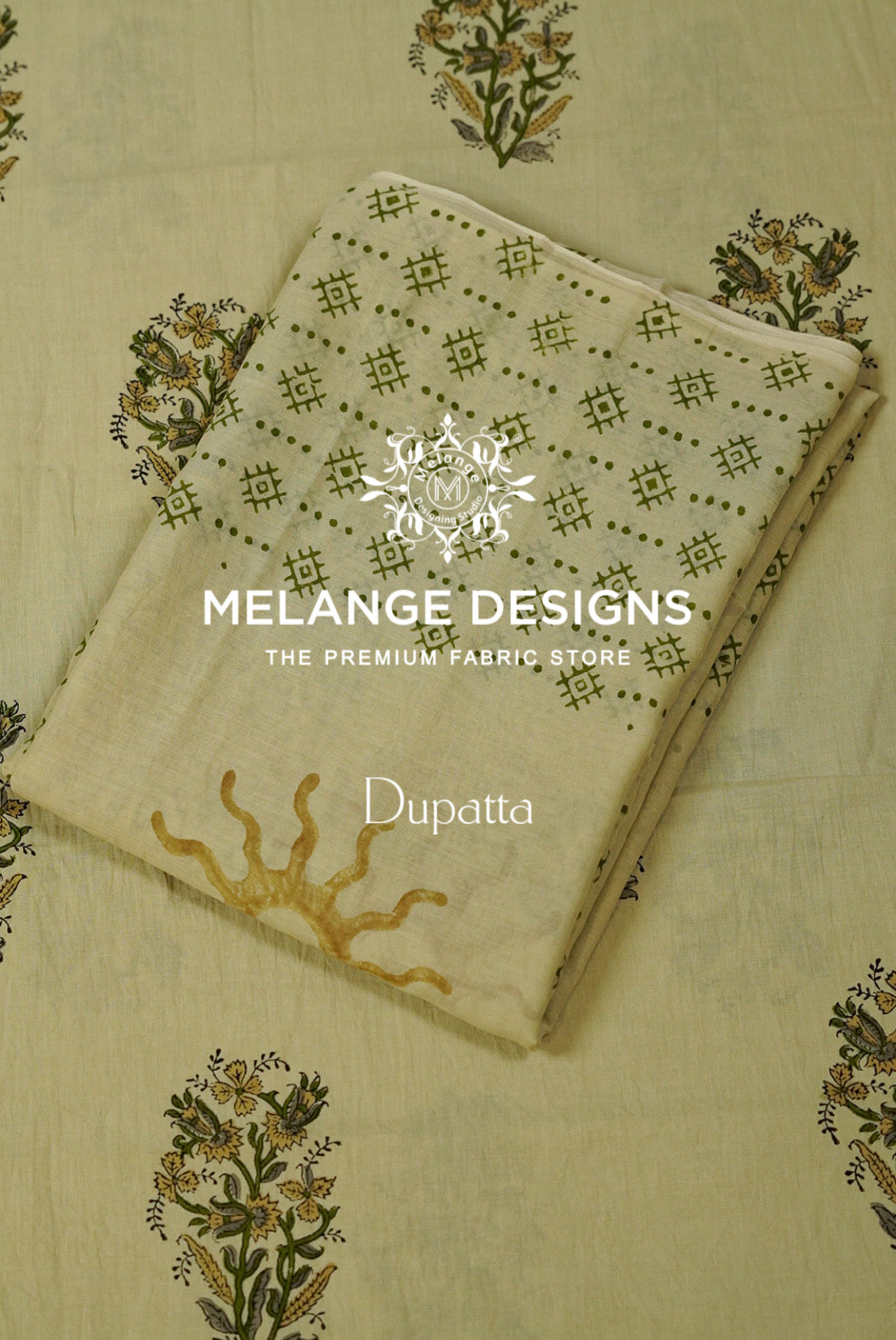 Printed Cotton Unstitched Salwar Suit Material Pale Pistachio Dupatta.