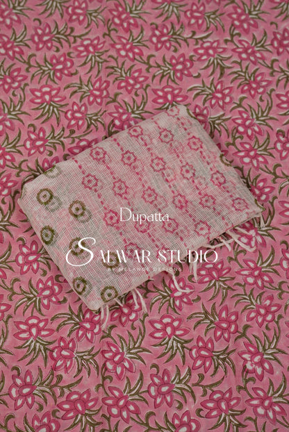 Printed Cotton Unstitched Salwar Suit Dress Material Baby Pink AC0171